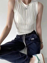 Chaleco de punto chic de verano para mujer, camiseta sin mangas blanca ajustada elástica de moda de verano para mujer, top básico sin mangas 2024, ropa para mujer
